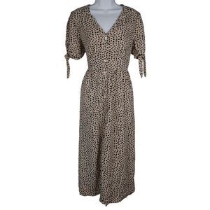 Romantic Hut Women's button-up V-neck Tie Cuff Midi Dress L